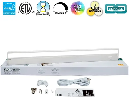 Vista 3 de Iluminación led NSL para debajo del gabinete, instalación regulable con conexión directa o enchufe, interruptor deslizable de temperatura de 3