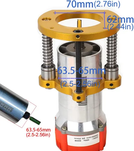 Vista 2 de Elevador de enrutador ajustable para máquina de recorte universal de 65 mm de diámetro, base de enrutador de aluminio debajo de la mesa para base