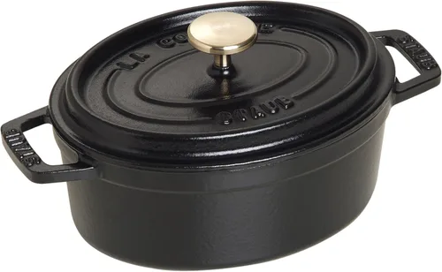 Vista 13 de Staub La Cocotte Oval 40500-236 Pico Cocotte Oval Gris 9.1 pulgadas (23 cm) Olla de hierro fundido esmaltada para Manos Izquierdas, Compatible