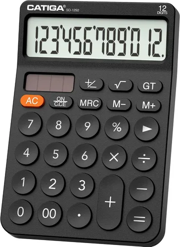 Vista 13 de CATIGA Calculadora de escritorio de 12 dígitos Calculadora de escritorio básica con pantalla LCD grande, botones grandes, 4 funciones, energía solar