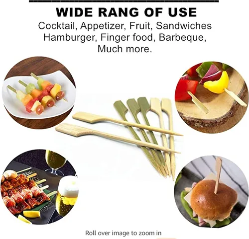 Vista 3 de Pinchos de madera de bambú de 3.5 pulgadas (1000 unidades) para cócteles, palillos de cóctel para bebidas, palillos de dientes, aperitivos