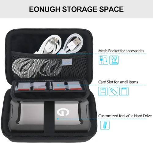 Vista 2 de Lacdo Estuche de transporte de disco duro para SanDisk Professional G-Drive ArmorATD - Disco duro externo portátil resistente HDD USB-C USB 3.2 Gen
