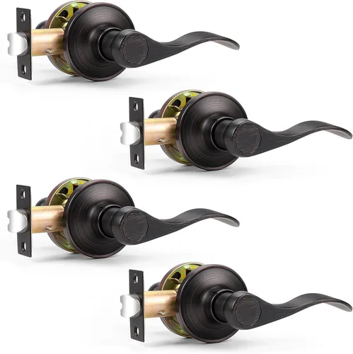 Vista 10 de Probrico Manija de Puerta Negra Palancas de Puerta de Pasaje para Puertas de Armario y Pasillo Estilo Ondulado Manijas de Puerta