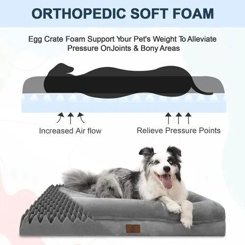 Vista 2 de Cama ortopédica para perros pequeños, cama impermeable para cachorros con funda extraíble lavable, cama de espuma para perros pequeños con respaldo