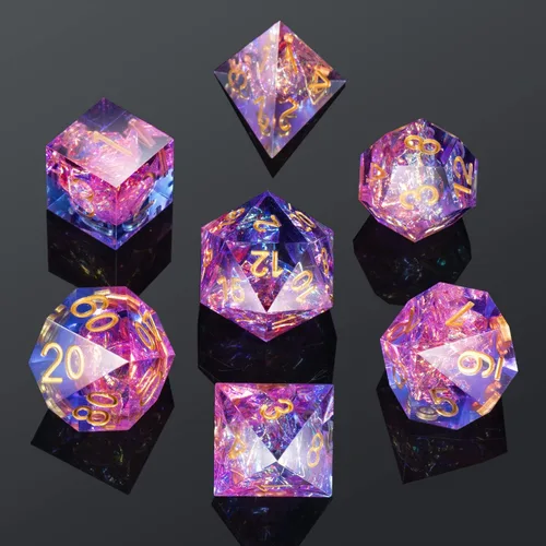 Vista 48 de DNDND Dados de Resina Ojo DND de Borde Afilado Dado de D&D con Estuche de Regalo para Juego de Dungeons and Dragons (Ojo de Dragón Verde)