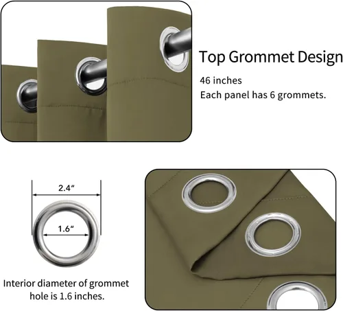 Vista 616 de Easy-Going - Cortinas opacas para dormitorio, aislamiento térmico sólido con ojales, cortinas de ventana para reducción de ruido, cortinas