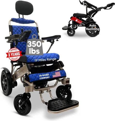 Vista 17 de Majestic - Silla de ruedas eléctrica reclinable automática, capacidad de peso de 350 libras, rango de batería de 19 millas, sillas de ruedas