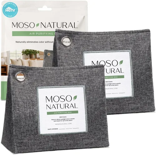 Vista 10 de Moso Natural Bolsa purificadora de aire de 21.16 oz, absorbente de olores de carbón de bambú premium, desodorante de habitación para espacios