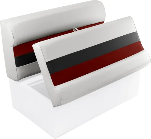 Vista 2 de Wise 8WD100-1009 Deluxe Series 37 "Pontoon Bench Set de cojines de asiento (base requerida para completar), blanco / rojo / carbón