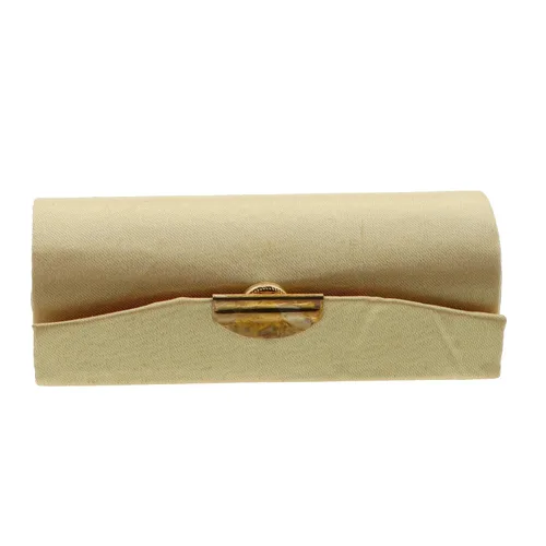 Estuche de lápiz labial de satén sólido para mujer con espejo monedero lápiz labial titular, Dorado, Chico