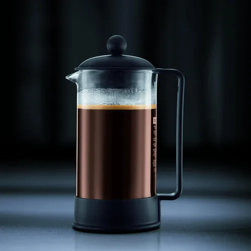 Vista 6 de Bodum Cafetera de prensa francesa Brazil de 12 onzas, vidrio de borosilicato resistente al calor, negro - Hecho en Portugal