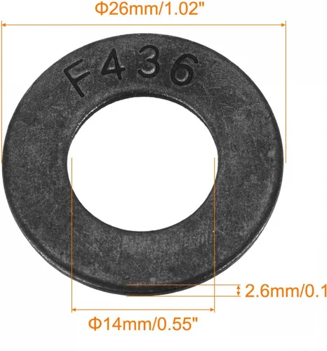 Vista 2 de uxcell Arandela plana de 1/2 pulgada, acabado de óxido negro de acero aleado, paquete de 25