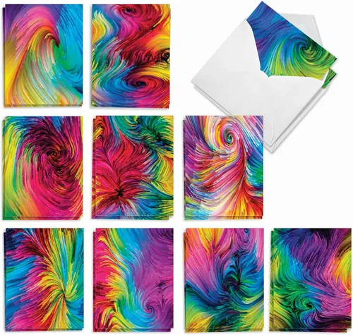 Vista 15 de The Best Card Company - 20 tarjetas de notas en blanco en caja (4 x 5.12 pulgadas) - Divertidos patrones surtidos (10 diseños, 2 de cada uno)