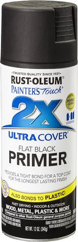 Rust-Oleum 249846 Painter's Touch 2X Ultra Cover Imprimación en aerosol de 12 onzas, negro plano