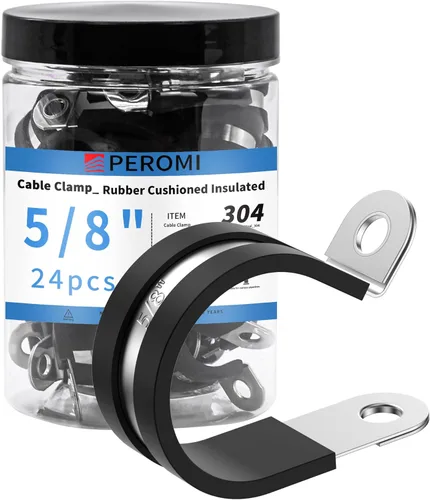 Vista 13 de 12 piezas de abrazaderas de cable dobles de 1-1/2" con refuerzo remachado actualizado, abrazaderas de tubo de bucle aislado con almohadilla de goma