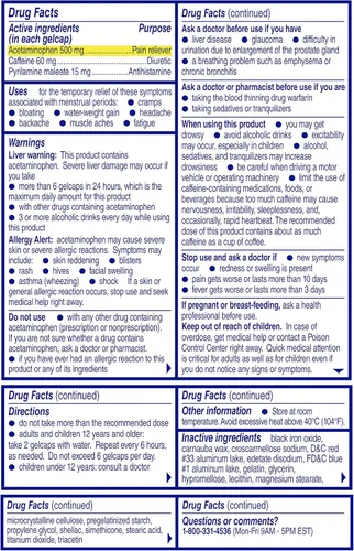 Vista 6 de Midol Cápsulas de gel completas para aliviar el dolor menstrual con acetaminofeno para aliviar los síntomas menstruales, 24
