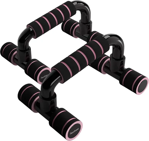 Vista 12 de READAEER Barras de Flexiones para Gimnasio, Equipo de Ejercicio, Fitness, 1 Par de Mangos de Flexiones con Agarre de Espuma Acolchada y Estructura