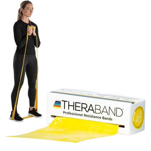 Vista 15 de THERABAND Bandas de resistencia, rollo de 6 yardas, elásticas de látex profesional para ejercicio superior e inferior del cuerpo y del torso