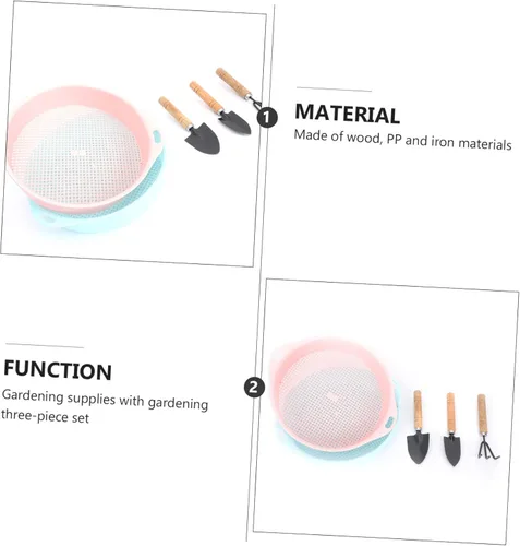 Vista 9 de HANABASS Gardening Screen Set 5pcs Soil Sieves Rake Trowels Planting Shovels Hand Tools for Use