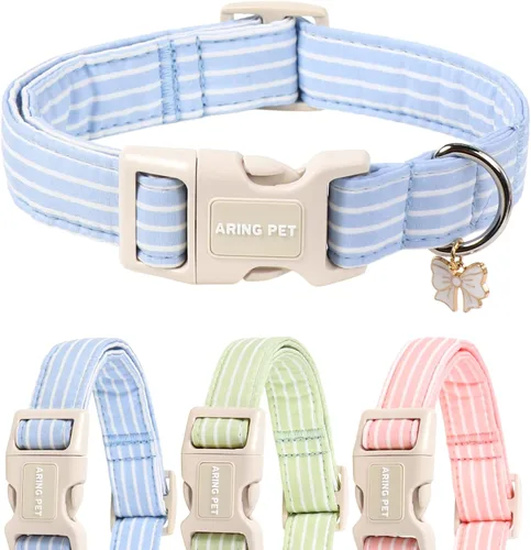 Vista 9 de Aring Pet Collar de algodón, ligero y ajustable, con hebilla de liberación rápida para perros pequeños, medianos y grandes, para cachorros, S