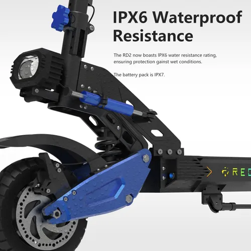 Vista 6 de RD2 Scooter eléctrico todoterreno de doble motor para adultos, 50 MPH, rango de 55 millas, pico de 5000 W, neumáticos de 10.5 pulgadas, certificado