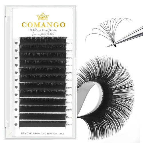 Vista 20 de CoMango - Extensiones de pestañas de color morado degradado 0.07, rizo C de 0.315-0.551 pulgadas, bandeja mixta, extensiones de pestañas de volumen