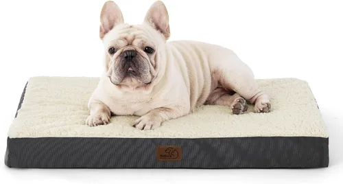 Vista 65 de Bedsure - Cama grande para perros para jaula - Camas planas y cómodas para mascotas con funda extraíble y lavable, alfombrilla ortopédica de espuma