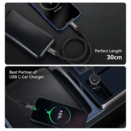 Vista 3 de aceyoon Paquete de 2 cables de carga cortos USBC, cable de alimentación USB