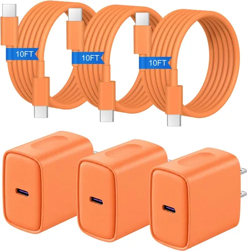 Vista 3 de Cargador para iPhone 17 16 15 3+3 Pack USB C Bloque de cargador con cable