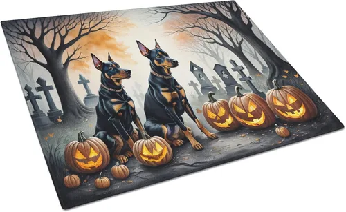 Vista 44 de Caroline's Treasures DAC2001LCB Affenpinscher - Tabla de cortar de vidrio de Halloween espeluznante, grande, decorativa, de vidrio templado, tabla