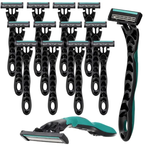 Vista 8 de 50 piezas de maquinillas de afeitar desechables para hombres a granel, 3 cuchillas para hombres para piel sensible, afeitado cómodo