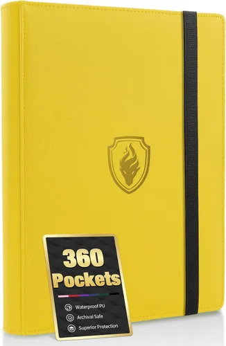 Vista 8 de Carpeta de tarjetas prémium con 9 bolsillos para 360 tarjetas, carpeta de tarjetas coleccionables de poliuretano resistente, álbum de colección
