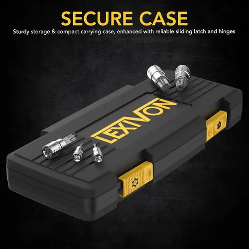 Vista 3 de Lexivon Juego Maestro de Encaje de Brocas TORX, Premium S2 de Acero de Aleación Completo de 34 Piezas, Estrella Sólida y a Prueba