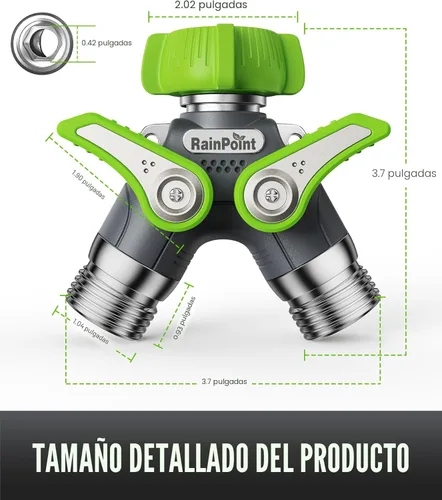 Vista 7 de RAINPOINT Divisor de manguera de jardín, divisor de espiga en Y de manguera de agua resistente de 2 vías con válvulas de cierre, divisor de grifo