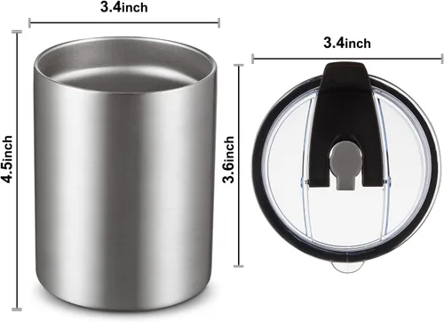 Vista 3 de MEWAY Paquete de 8 tazas de café de 12 onzas con tapa, taza de café reutilizable de acero inoxidable aislada, taza de café duradera de doble pared
