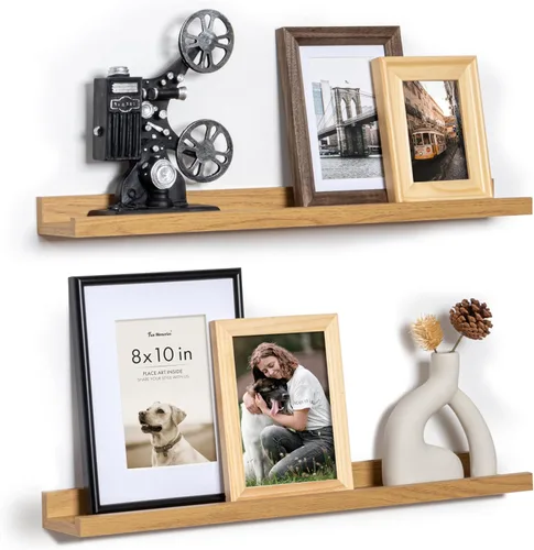 Vista 53 de Fun Memories Floating Picture Ledge Shelves, Wall Mounted Wood Storage Shelf for Bedroom, Living Room, Bathroom, Kitchen, Nursery, Display Picture