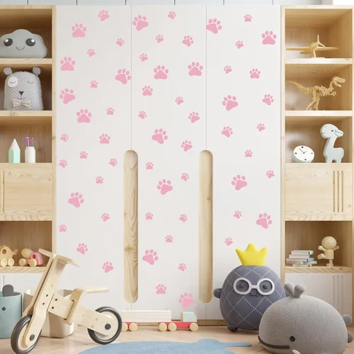 Vista 5 de 60 calcomanías de pared de pata de perro, calcomanías de huellas de patas, calcomanías de vinilo extraíbles de huellas de animales para decoración