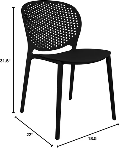 Vista 2 de 2xhome Silla de comedor para patio, moderna silla auxiliar apilable para piscina al aire libre, plástico resistente a la intemperie para patio Negro