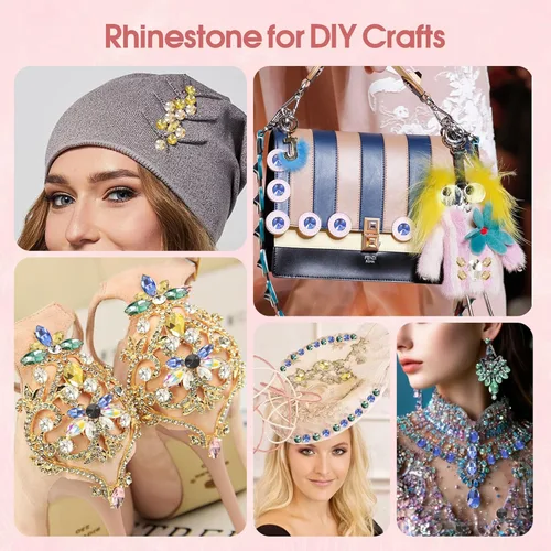 Vista 5 de 70 diamantes de imitación negros para coser, formas mixtas, parte trasera plana, diamantes de imitación de cristal K9 para coser, gemas de cristal