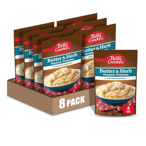 Betty Crocker Puré de patatas con mantequilla y hierbas, 4 onzas (paquete de 8)