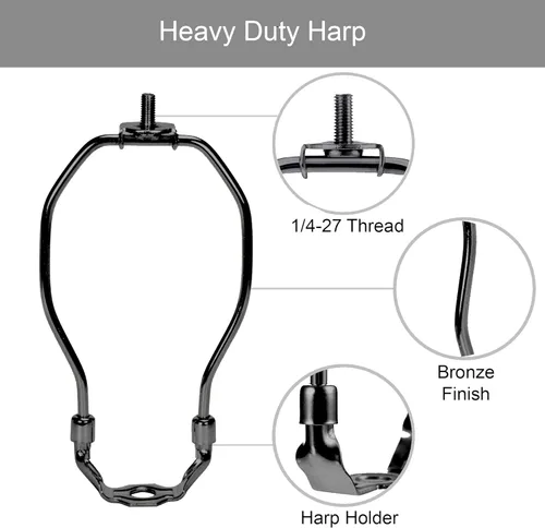 Vista 2 de Dysmio Iluminación de 6 pulgadas de alta resistencia para lámpara de arpa para pantallas de lámpara, acabado bronce, paquete de 2