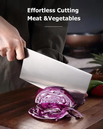 Vista 4 de Cuchillo de carnicero PAUDIN de 7 pulgadas, cuchillo de carnicero chino de acero alemán de alto carbono resistente con mango G10, cuchillos