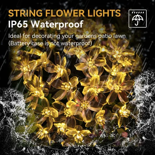 Vista 3 de ITICdecor Guirnalda de luces de flores de 15 pies, 30 luces LED de hadas de Navidad con pilas, para interiores y exteriores, iluminación
