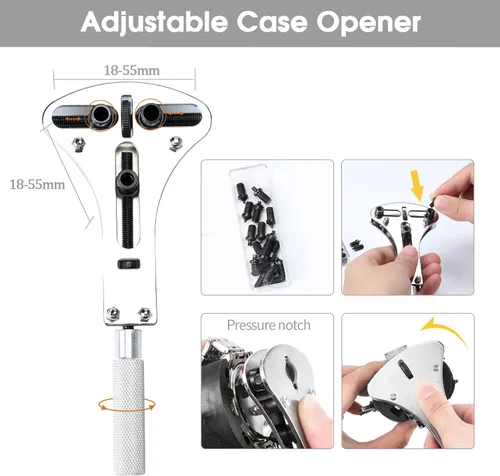 Vista 2 de Kingsdun Kit de reparación de reloj, herramienta de repuesto profesional de batería de reloj, enlace y removedor de espalda, kit de herramientas