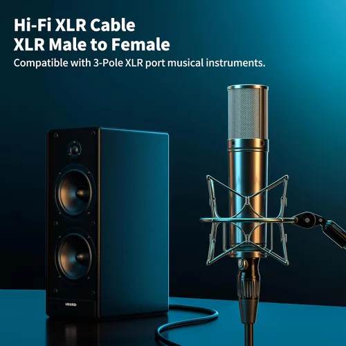 Vista 6 de SMALL-EYE Cables XLR para micrófono de 1 pie, paquete de 2 unidades, Hi-Fi chapado en oro de 3 pines, cable corto equilibrado XLR macho a hembra