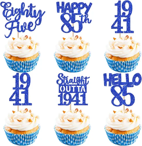 Vista 64 de 30 piezas de decoraciones para pastel de cumpleaños número 10, decoraciones de cupcakes negras con brillo, 10 feliz cumple, directo desde 2016, 10