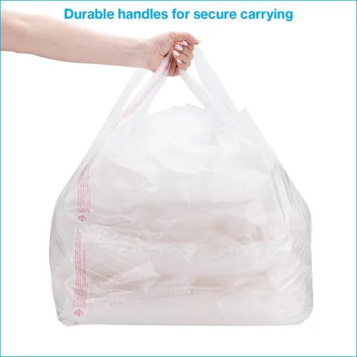 Vista 2 de SSWBasics Bolsas grandes de plástico transparente para camisetas de 18 x 8 x 30 pulgadas, 500 bolsas de plástico transparente con asas, bolsas