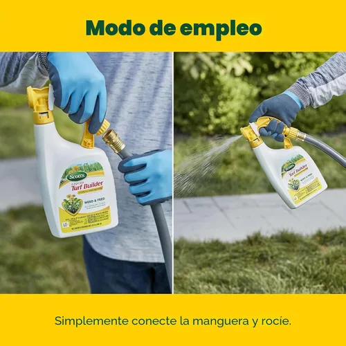 Vista 5 de Scotts Turf Builder Weed and Feed5, Fertilizante y alimento para césped, matamalas hierbas plus, controla dientes de león y trébol, 4,000 pies