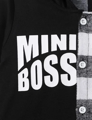 Vista 5 de KANGKANG Conjunto de 2 piezas de sudadera con capucha de manga larga a cuadros para niños pequeños y pantalones para otoño e invierno