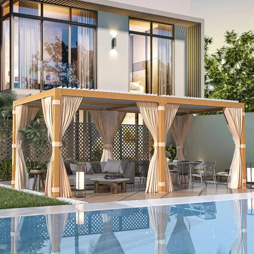 Vista 10 de EROMMY Pérgola con Persianas 10' x 10' Pérgola de Techo Rígido para Exteriores con Marco de Aluminio y Techo de Metal Ajustable Impermeable
